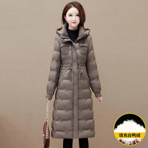 修身时尚，冬款长款简约保暖羽绒服长袖连帽洋气防寒白鸭绒外套YM-OMS-OB376-L 商品图0