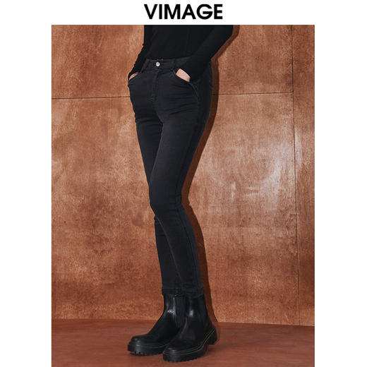 VIMAGE纬漫纪冬季新款时尚通勤休闲显瘦百搭牛仔裤V2005627 商品图1