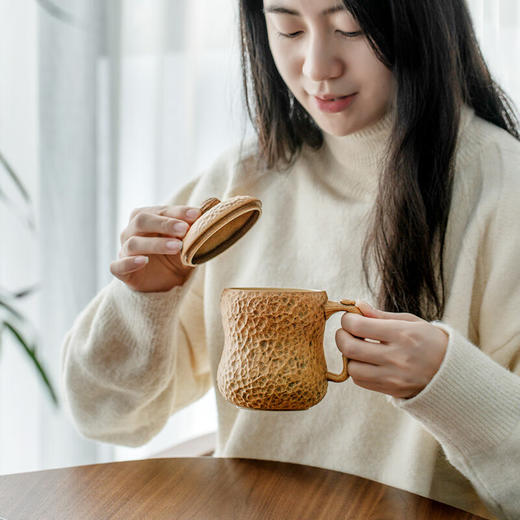 万仟堂（Edenus）茶杯 陶瓷功夫茶杯高档办公杯创意礼品泡茶杯水杯办公家用 花生记 黄砂釉+黑铁釉 商品图3