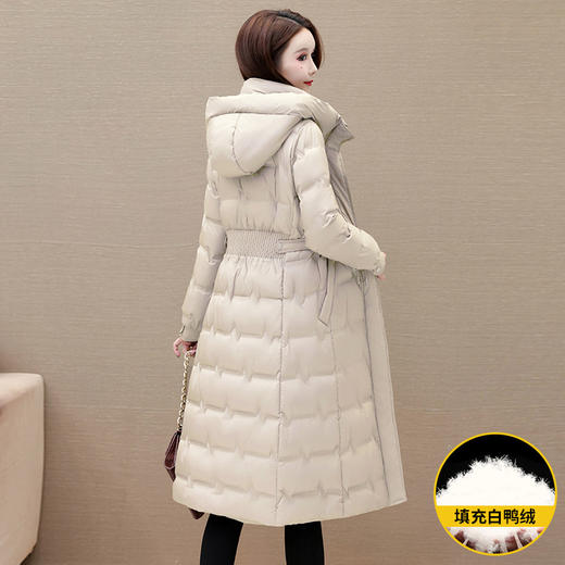 修身时尚，冬款长款简约保暖羽绒服长袖连帽洋气防寒白鸭绒外套YM-OMS-OB376-L 商品图3