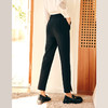 OLrain欧芮儿时髦黑色休闲裤女秋季2023新款简约修身通勤开叉西裤 商品缩略图2
