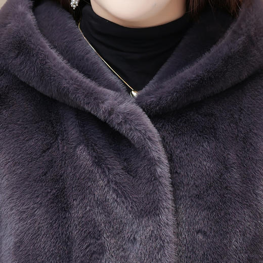 北极貂毛绒大衣，厚款保暖连帽外套时尚女装貂绒长款冬装外套QYM-LRX-DR6593-Y 商品图3