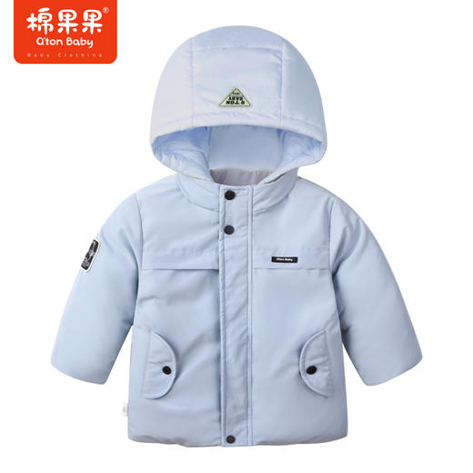 商场同款棉果果秋季男童连帽大朵绒小清新假两件中长款羽绒服M412102922699 商品图0