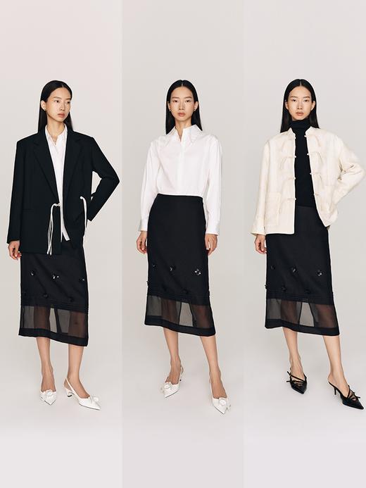 手工缝制立体花 重工割纤纱打条一步裙FB486823D 商品图13