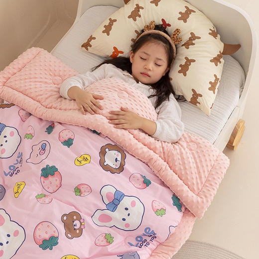 【A类标准安全满满，看着软盖着暖！】儿童被子婴儿棉被，宝宝新生春秋幼儿园冬季小盖毯豆豆绒加全棉被套-QQ 商品图1
