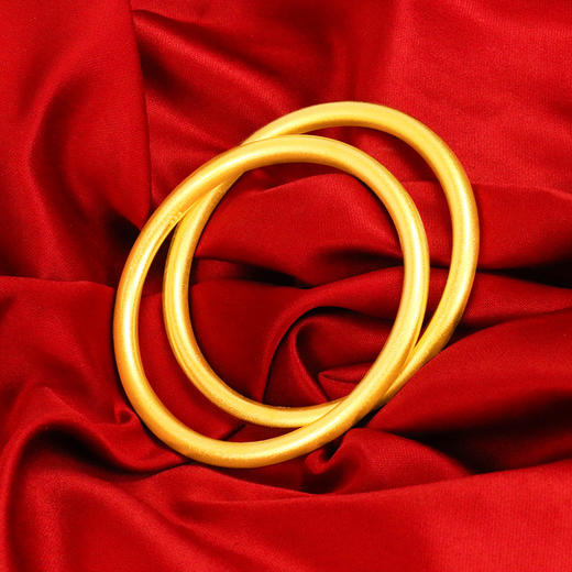 【我不能保证你永远的幸福！但黄金手镯可以】沙金古法传承黄金手镯女实心，三生三世磨砂铜镀金镯子国风饰品，精细做工、国风设计、多款选择 商品图2