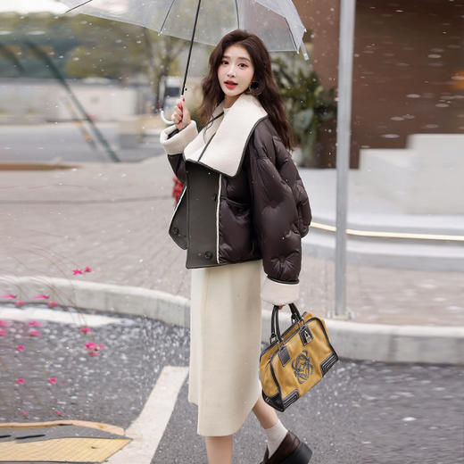冬季新款，大翻领拼接皮衣保暖防风90羽绒服短外套HR-GYGM2398 商品图7