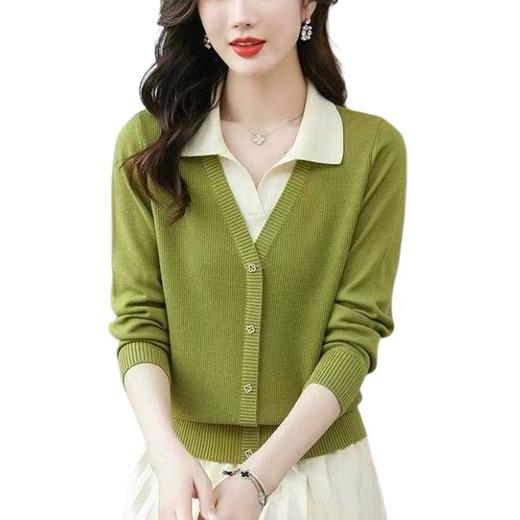 【优雅气质减龄❗️POLO衫领毛衣】春秋季新款洋气假两件长袖上衣针织羊毛衫有领打底衫时尚显瘦宽松秋冬薄款 商品图4