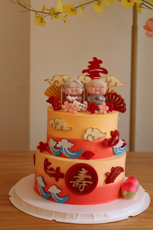 一对老人祥云金鱼祝寿（图为8+6双层） 商品图4