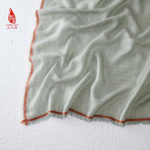 SAINTJOY/上久楷 羊绒围巾  披肩  人字纹清风淡雅边框方巾  FJS23053 商品图4