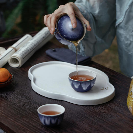 万仟堂（Edenus）便携旅行茶具高档陶瓷快客杯功夫茶具套装蓬莱 蓝雪山釉 专享 商品图6