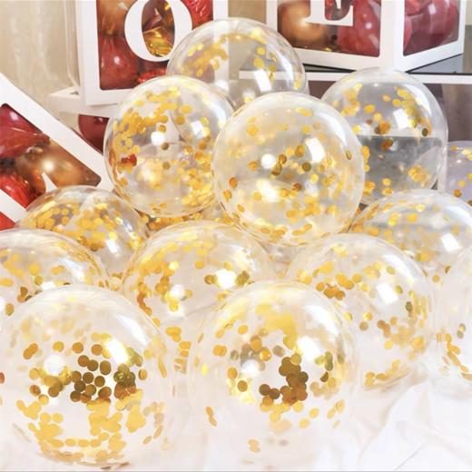 金色透明亮片气球48个/包 网红生日派对婚庆卧室装饰开业活动公司学校商场喜庆气氛布置 商品图2