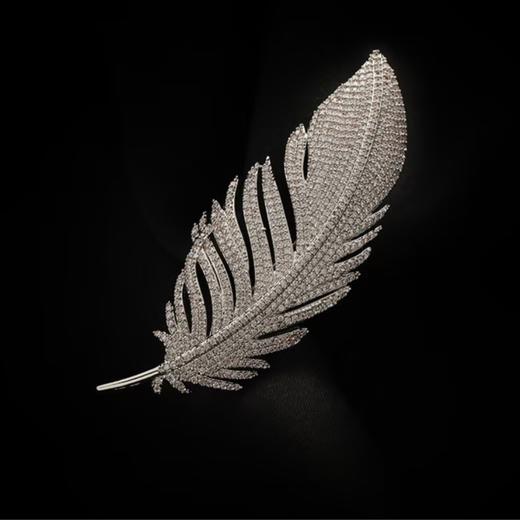 西子/【轻羽】羽毛满钻铜合金复古法式胸针别针配饰/SSXN001 商品图1