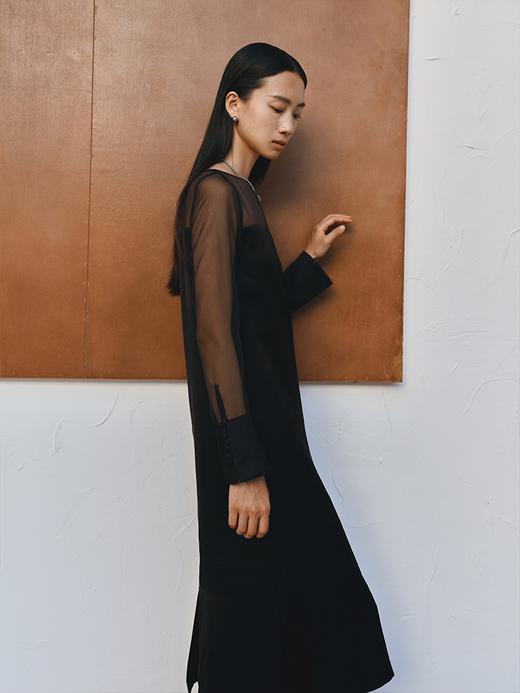 适度透肤小性感 醋毛混纺拼接连衣裙FD474223D 商品图4