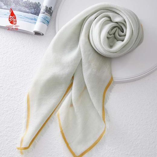 SAINTJOY/上久楷 羊绒围巾  披肩  人字纹清风淡雅边框方巾  FJS23053 商品图7