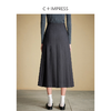 西嘉C+IMPRESS/西嘉知识分子风半身裙女秋冬不对称搭片设计感高腰百褶BQ2304031 商品缩略图3