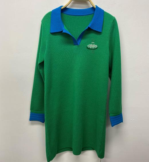 2JMZ撞色拼接修身针织长袖连衣裙20919（绿A）DT129 秋季 290943000028 商品图4