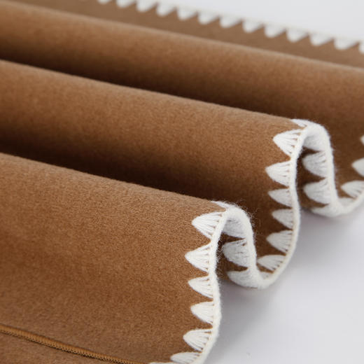 NH938斯尔丽2023冬季新款大翻领手工立体绣边撞色法式浪漫双面呢大衣 商品图5