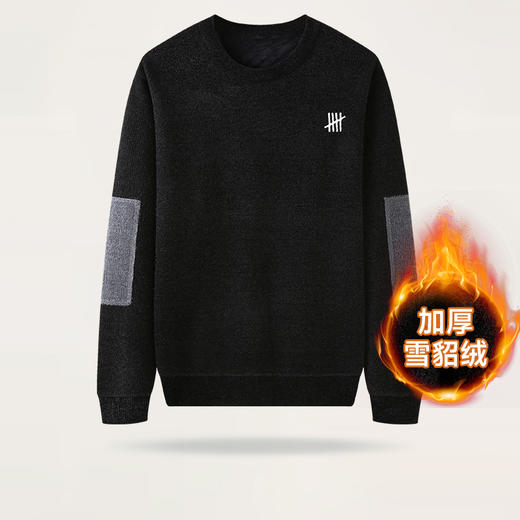 【圈】雪貂绒【新款DDS】大依优型大码男装加绒雪貂绒毛衣圆领毛衫针织衫休闲加肥加大男士胖子大码内搭上衣 商品图6