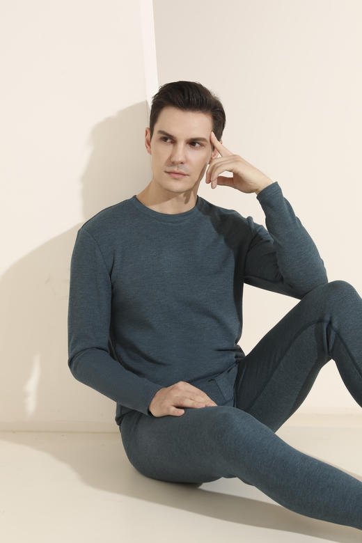 羊绒蚕丝男士圆领套装圆领加厚保暖自发热 打底保暖 16313653 商品图0