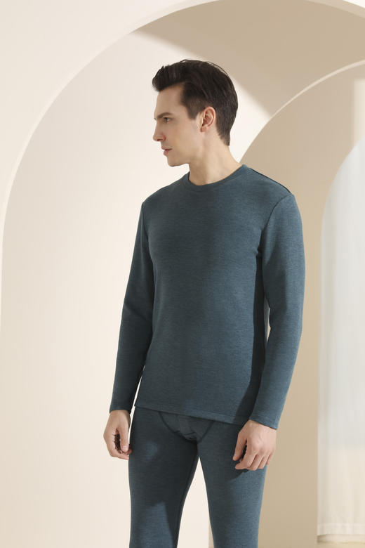 羊绒蚕丝男士圆领套装圆领加厚保暖自发热 打底保暖 16313653 商品图2