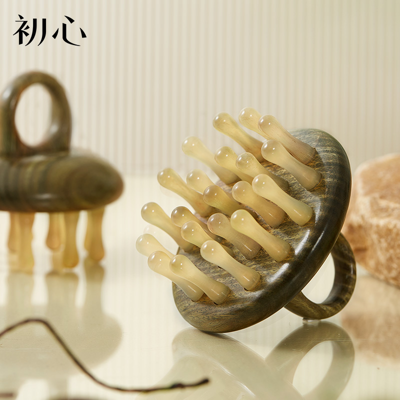 初心| 绿檀羊角指环按摩梳