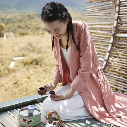 岐氏姐妹 棉麻开衫提花外披淡雅舒适棉麻上衣20-88-DY199 商品图0