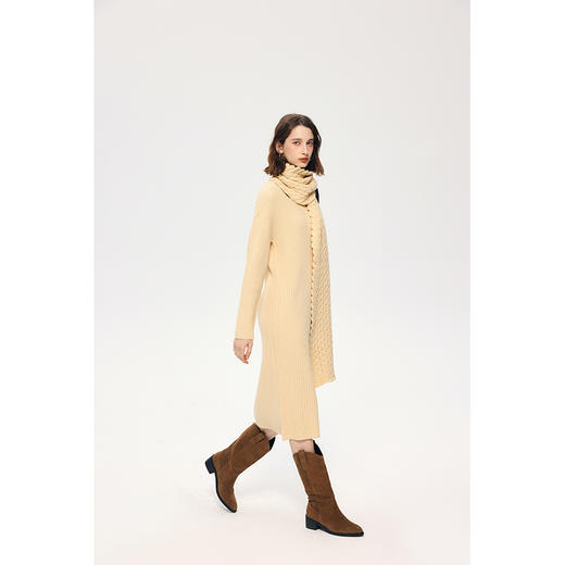 HeyDress方领针织连衣裙法式宽松慵懒感毛衣裙直筒气质裙子 商品图2