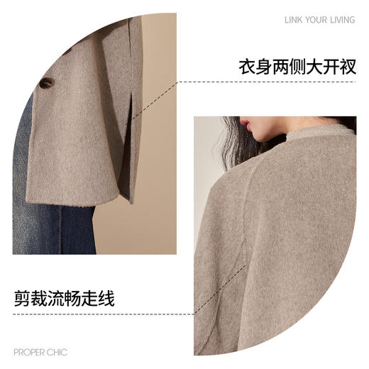 西遇韩版羊毛毛呢大衣女秋冬新款设计感单排扣赫本风宽松外套D0038378 商品图2