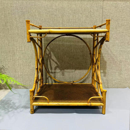 竹制小茶柜茶棚茶具收纳架文人双层底座 商品图0