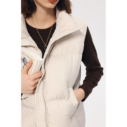 HeyDress立领羽绒马甲女秋冬宽松休闲保暖白鸭绒背心叠穿无袖外套 商品图2