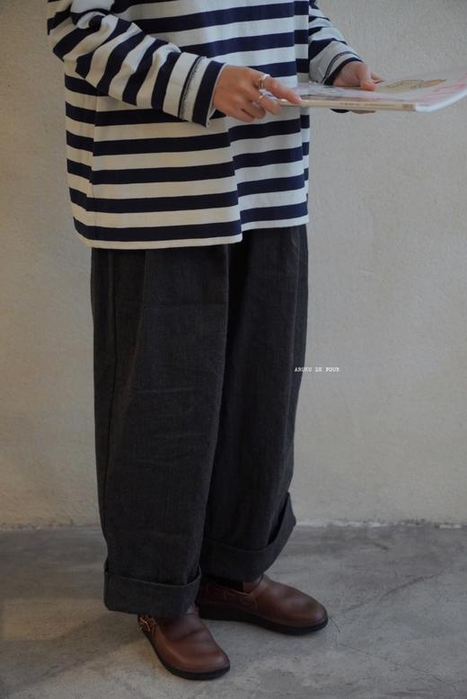 ALBUM DI FAMIGLIA 炭黑INOX质感阔腿裤休闲裤 商品图2