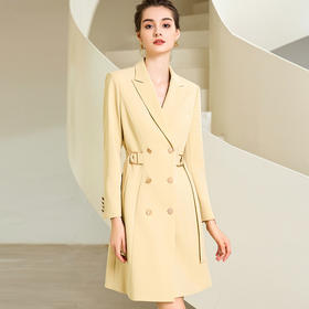 IWY/黄色正式场合连衣裙职业装气质女神范高端西装裙医美工作服233021Q1