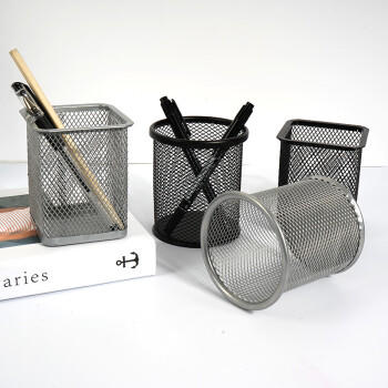 西玛（SIMAA）方形笔筒网纹防锈办公金属 创意简约桌面收纳 银色20245 商品图5