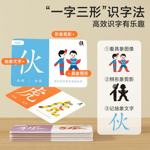 59.9/全套3册【轻松记住600常用字！左右脑开发】时光学幼儿象形识字闪卡200字，宝宝幼小衔接启蒙识字卡，养成好习惯 分阶提升训练 商品图3