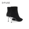 Dfuse迪芙斯冬季款复古羊反绒假绑带踝靴钻高跟短靴DF34116054 商品缩略图8