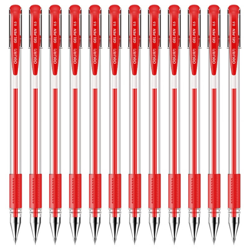 得力6600ES中性笔0.5mm子弹头(红)(支)