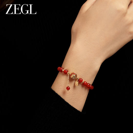 ZEGL设计师本命年龙系列福龙手链女属龙红玛瑙手串新年红色手饰品 商品图2