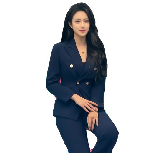 IWY/藏青色职业套装女秋冬2023新款修身西装商务经理正装工作服C11355+P31356 商品图3