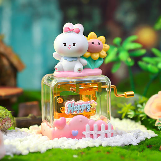 年终大促！【造型可爱有趣！表情生动活泼】创意萌宠音乐会卡通兔子熊手摇音乐盒，惊喜儿童礼物女生房间八音盒，线条圆润 丰富细节 商品图5