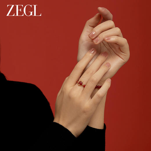 ZEGL设计师本命年龙系列红玛瑙戒指女生小众设计高级感新年食指戒 商品图4