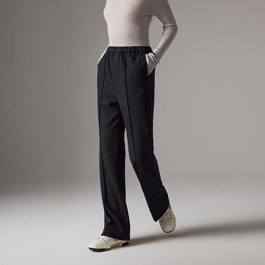 IN AND ON软糯秋冬新款经典休闲显瘦通勤羊毛针织直筒运动阔腿裤53786 商品图4