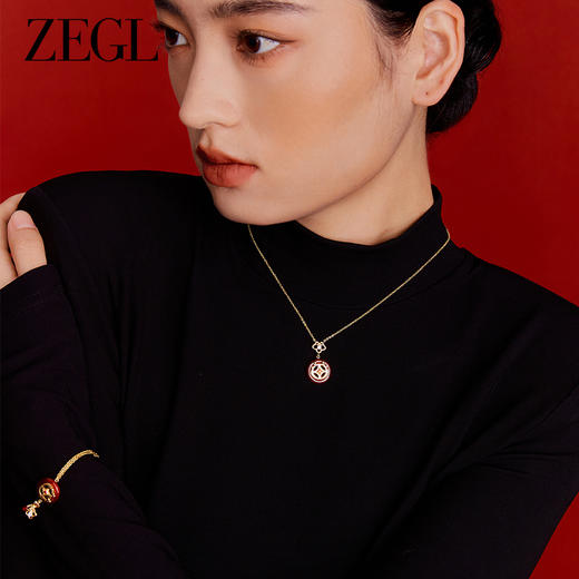 ZEGL设计师本命年龙系列S925银红玛瑙项链女生轻奢小众新年锁骨链 商品图1
