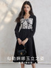 【专属特价】熙世界新中式水墨印花连衣裙女秋冬磨绒方领法式赫本风复古小黑裙 商品缩略图2