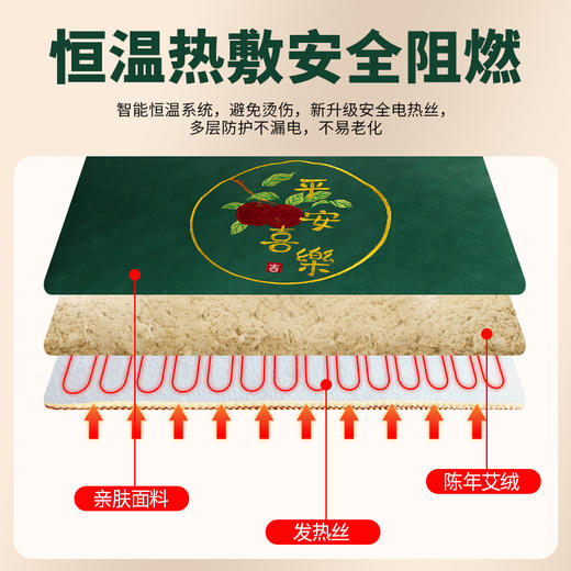 平安喜乐艾灸毯/坐垫【下单有赠品】罩面料采用竹节棉材质 复合工艺 耐用不易变形 图案精美刺绣 立体时尚有档次 商品图9