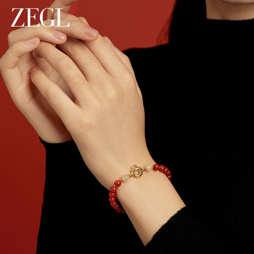 ZEGL设计师本命年龙系列吉祥萌龙红玛瑙串珠手链女新年和田玉手串 商品图2