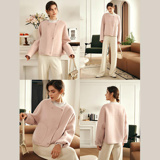 欧芮儿双面呢小大衣粉色 商品图1