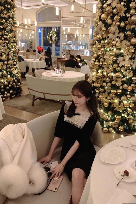 金蘑菇菇 日落奏鸣曲 小黑裙线/ 年末惊艳组！复古惊艳年会连夜裙 商品图5