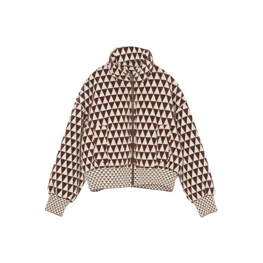 谜底雪尼尔羽绒服女2023冬新品复古花色立领短款面包服234MY1594 商品图4