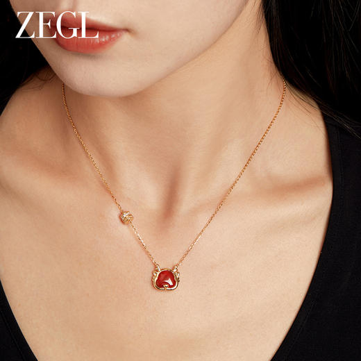 ZEGL设计师本命年龙系列红玛瑙项链女生小众2024新年S925银锁骨链 商品图1